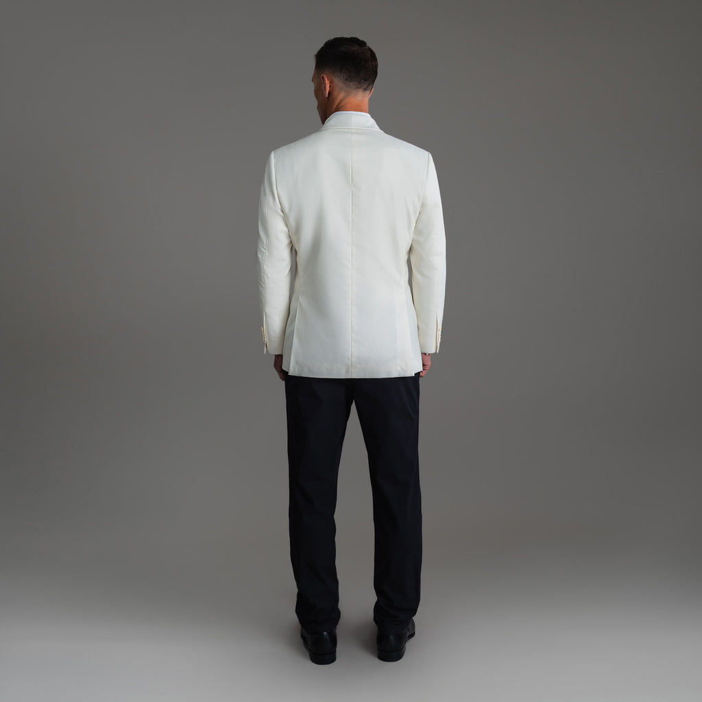 Tags:(6'0"|180 lbs) Bespoke custom Dinner Blazer los angeles model Tyler in Cream