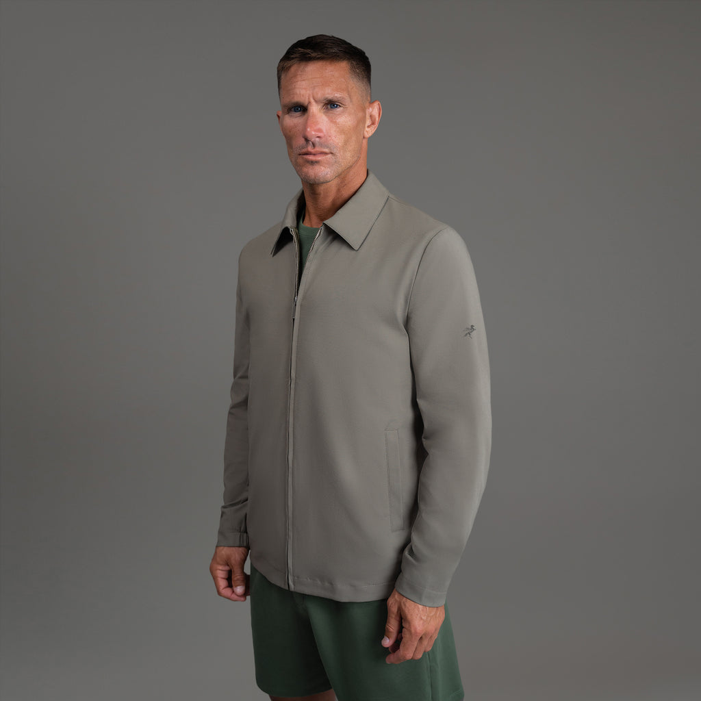 men's custom zip up jacket model Tyler in Olive