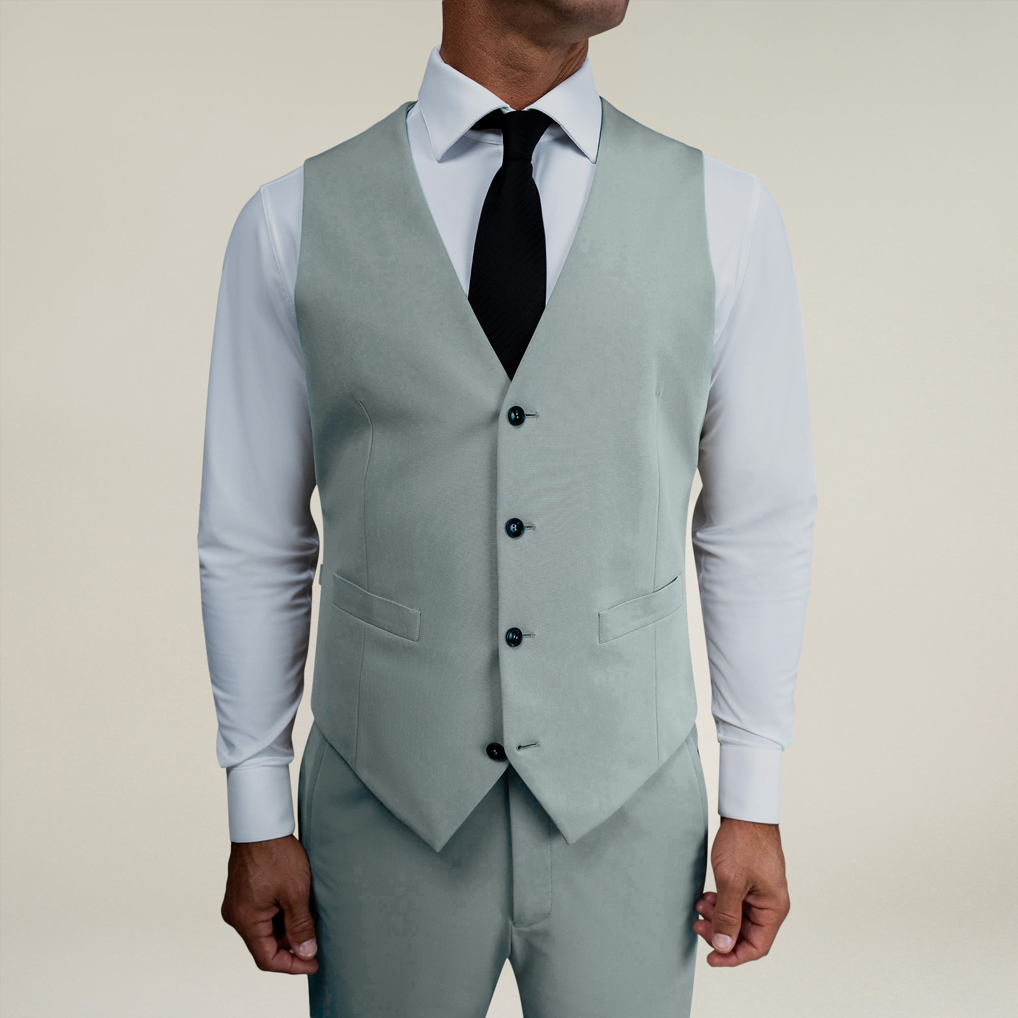 Tags:(6'0"|180 lbs) Bespoke custom athleisure technical men's suit los angeles model Tyler in Wind