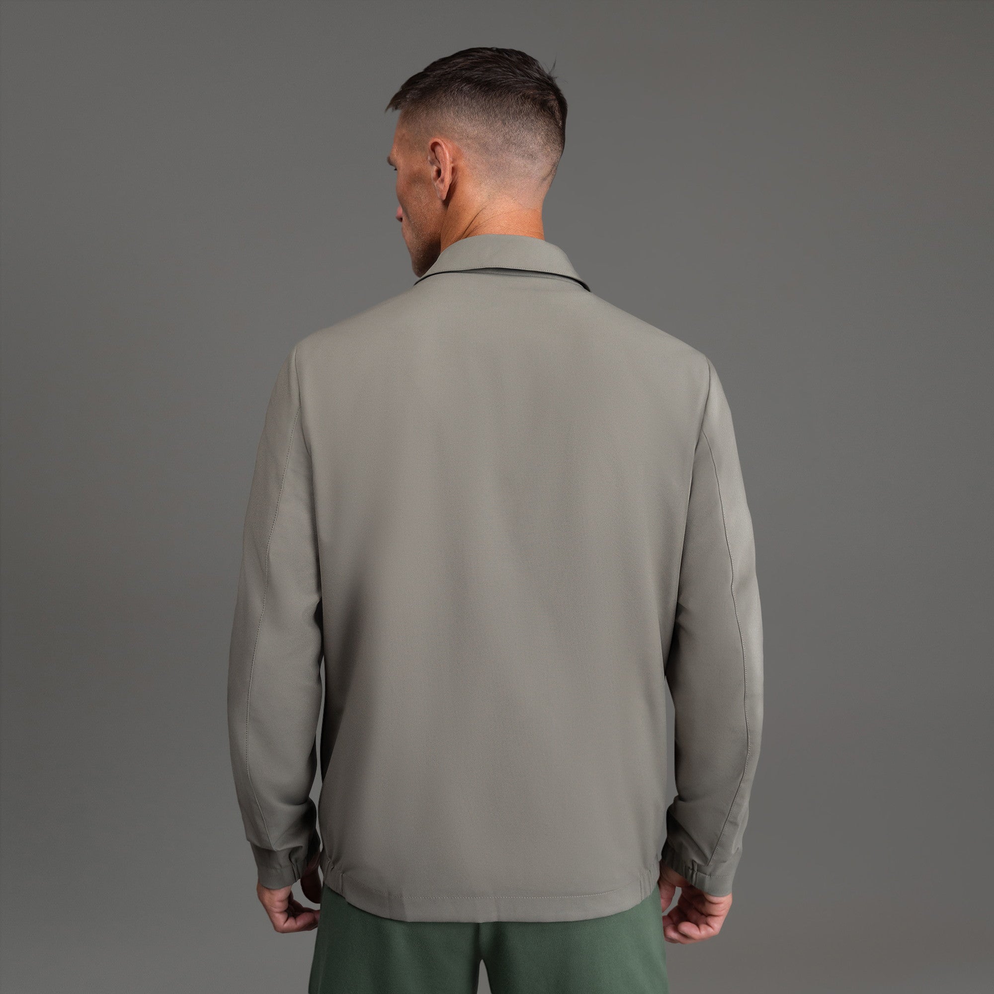 men's custom zip up jacket model Tyler in Olive