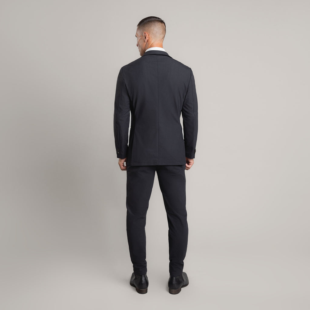 Bespoke custom athleisure technical men's suit los angeles model Tyler in Black