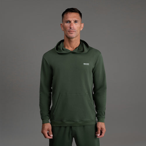 men's custom hoodie model Tyler in Moss