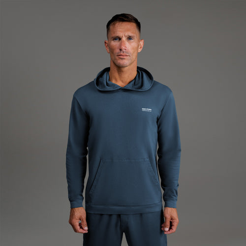 men's custom hoodie model Tyler in Deep Sea