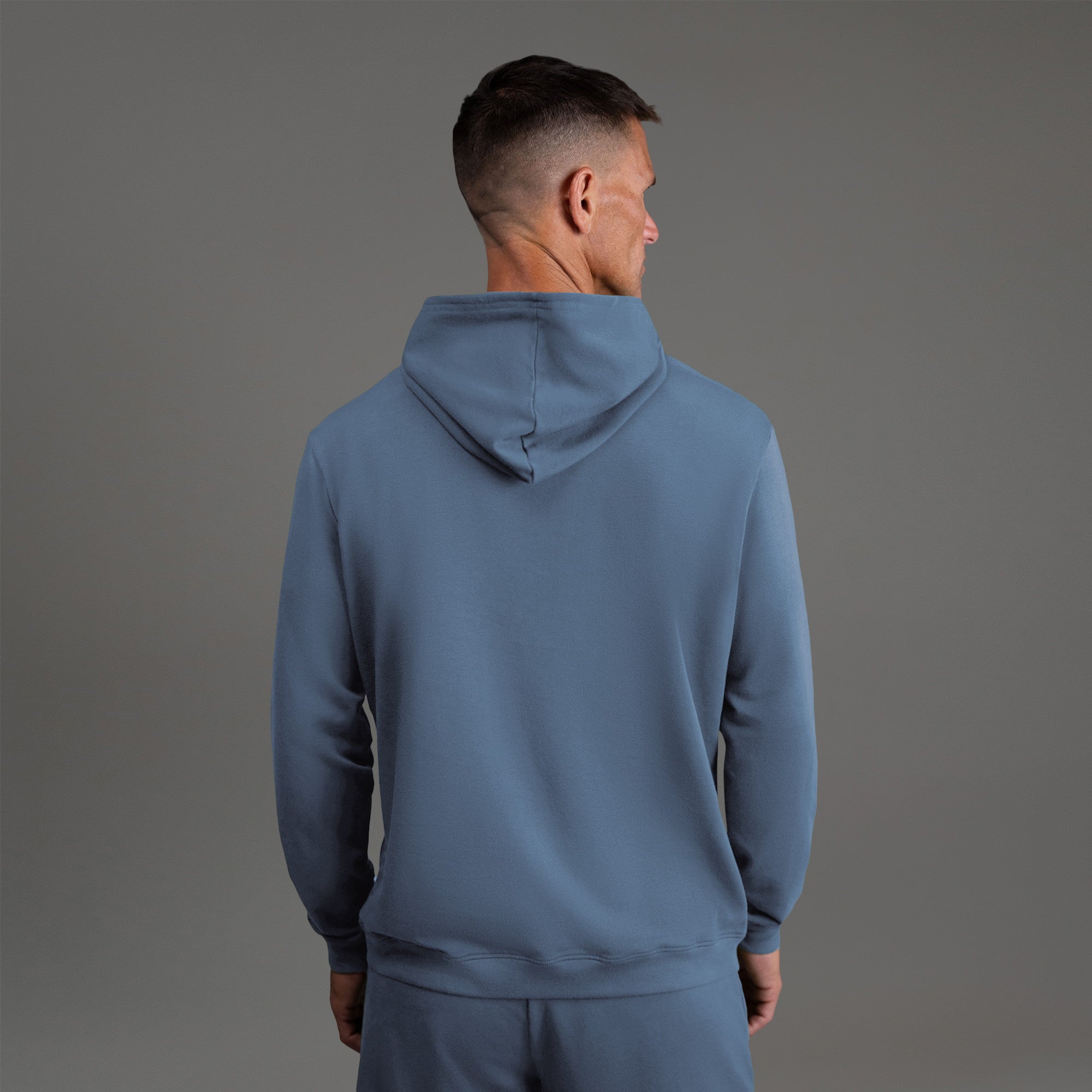men's custom hoodie model Tyler in Infinity