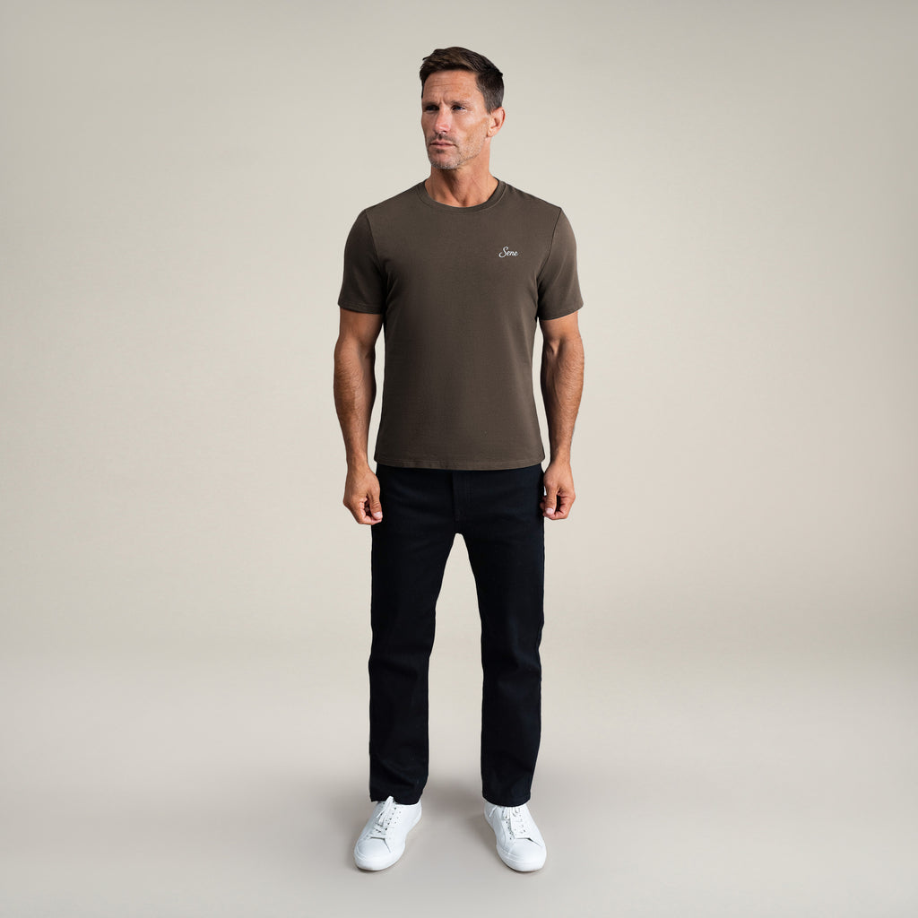 Tags:(6'0" - 180 lbs|Medium) custom t-shirt tee model Tyler in Umber