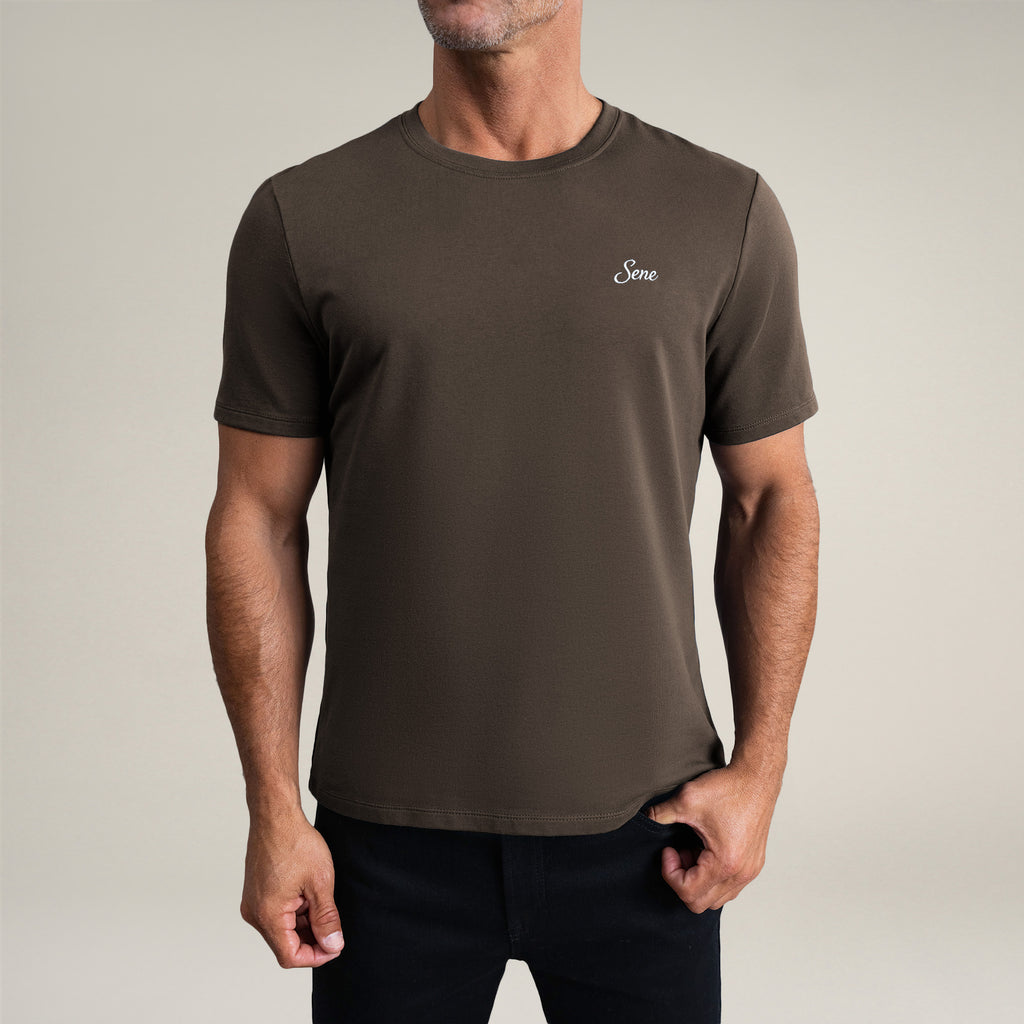Tags:(6'0" - 180 lbs|Medium) custom t-shirt tee model Tyler in Umber