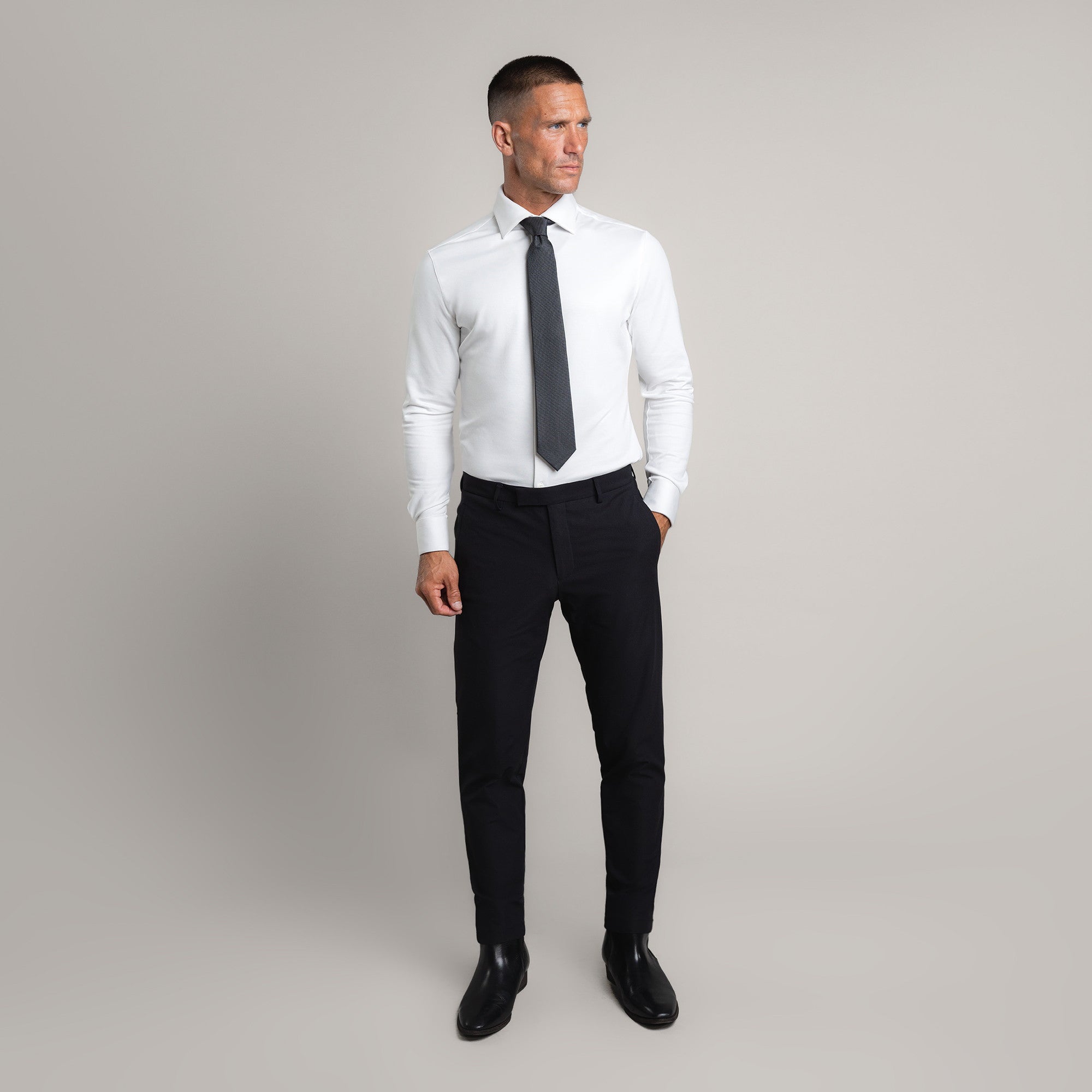 bespoke custom trousers pant chino performance technical model Tyler in Black