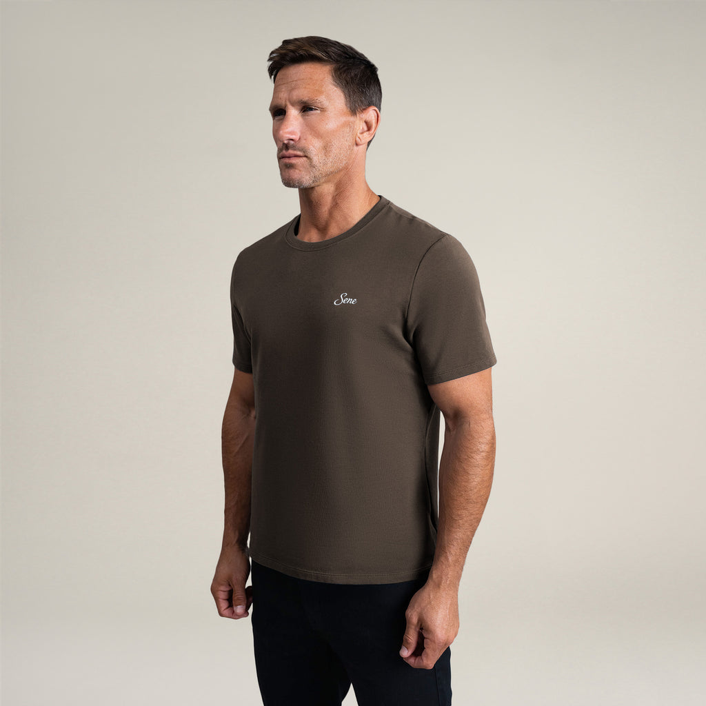 Tags:(6'0" - 180 lbs|Medium) custom t-shirt tee model Tyler in Umber