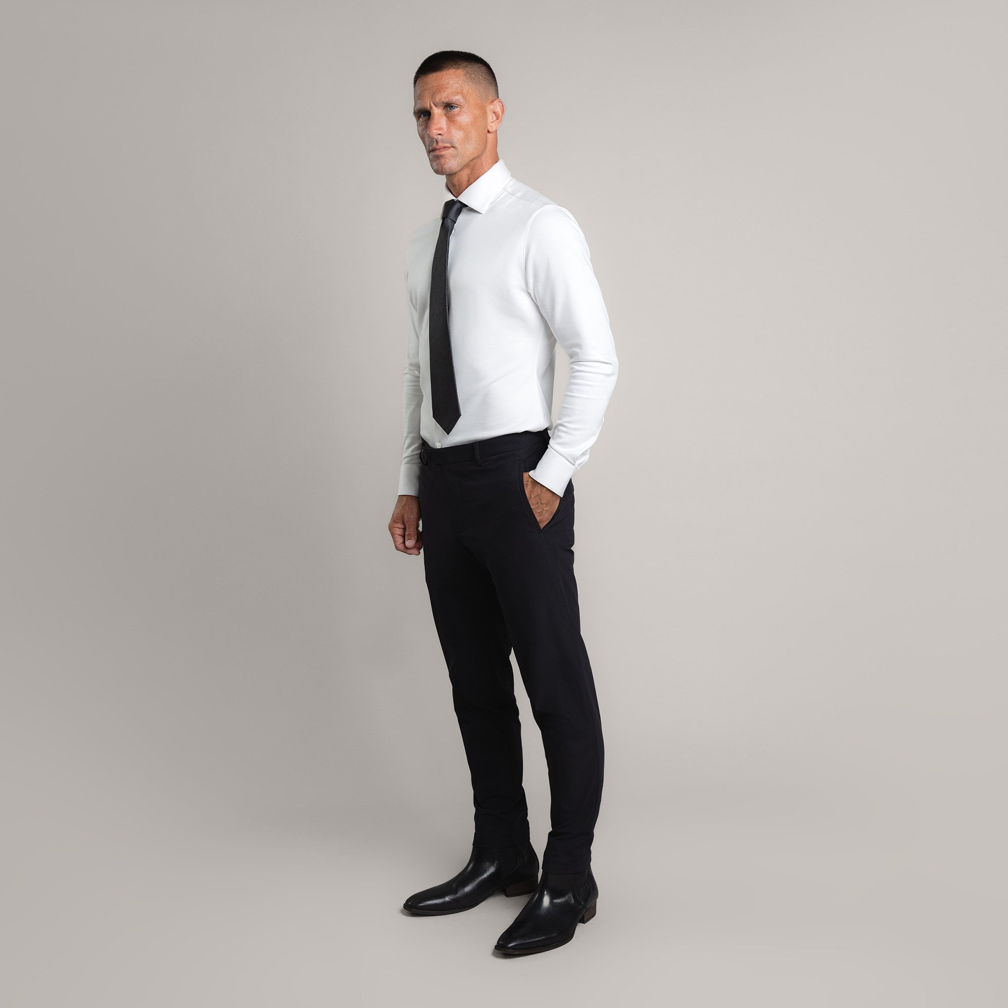 bespoke custom trousers pant chino performance technical model Tyler in Black