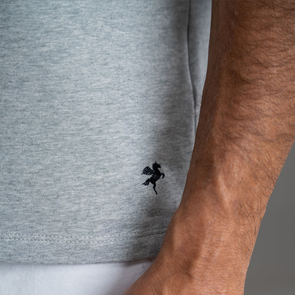 Tags:(6'0"|180 lbs) custom t-shirt tee model Tyler in Heather Gray