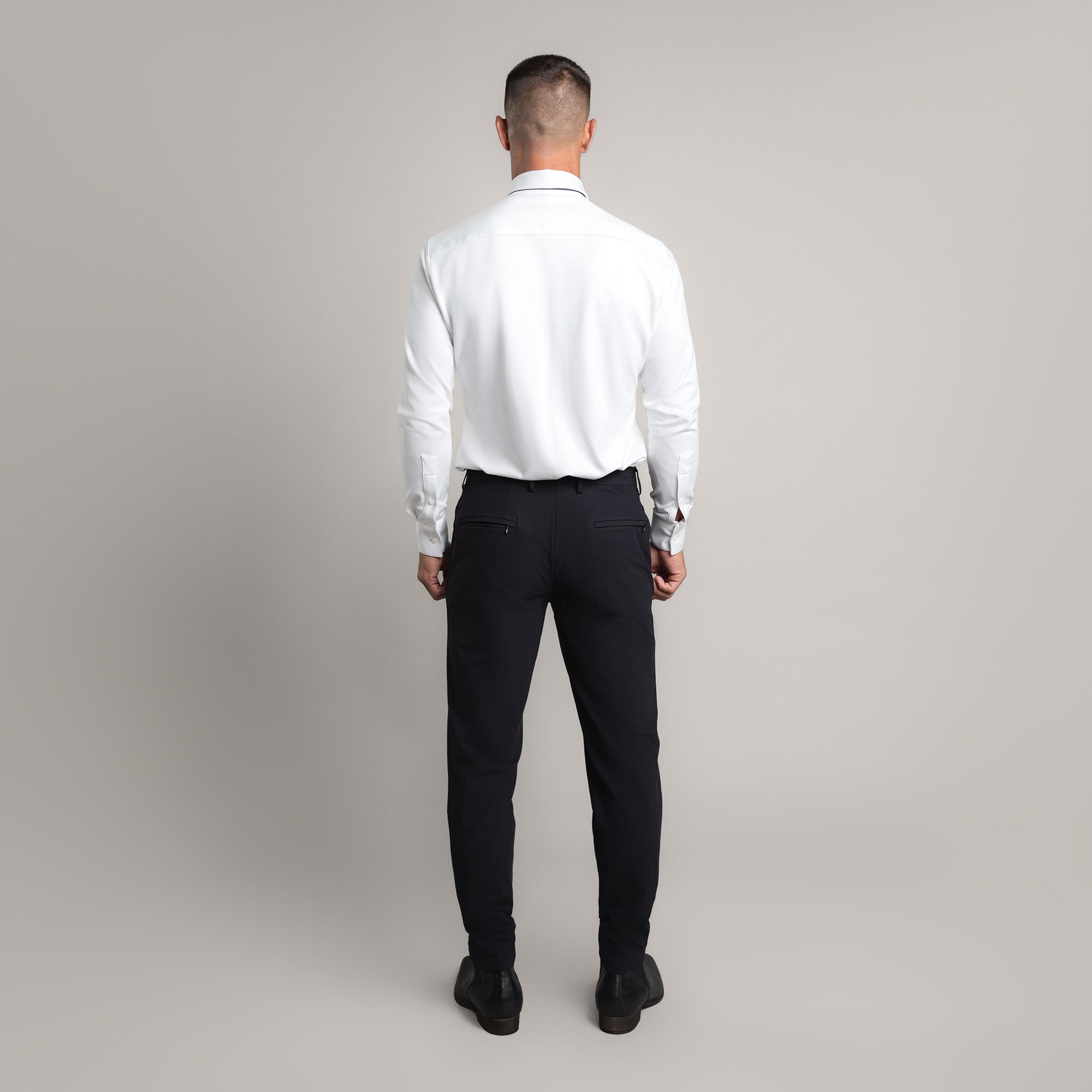 bespoke custom trousers pant chino performance technical model Tyler in Black
