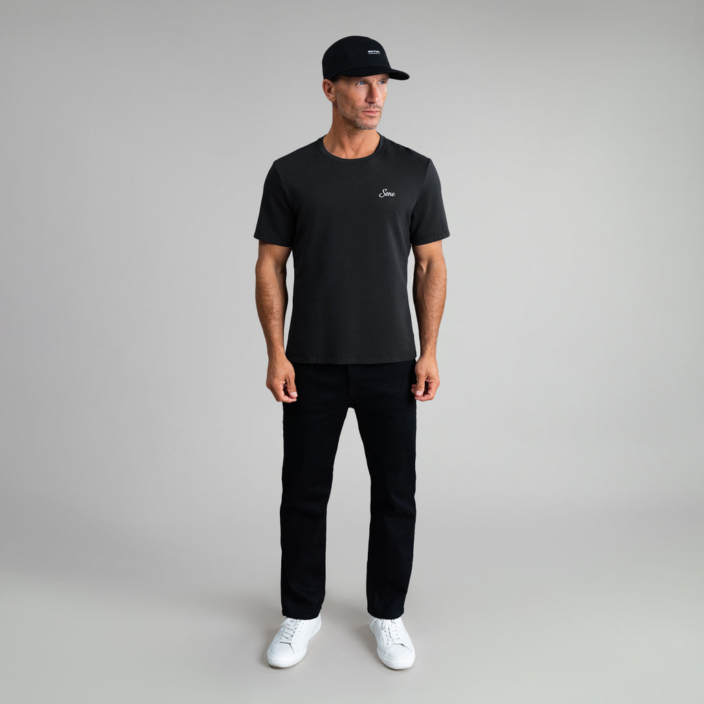 Tags:(6'0" - 180 lbs|Medium) custom t-shirt tee model Tyler in Black