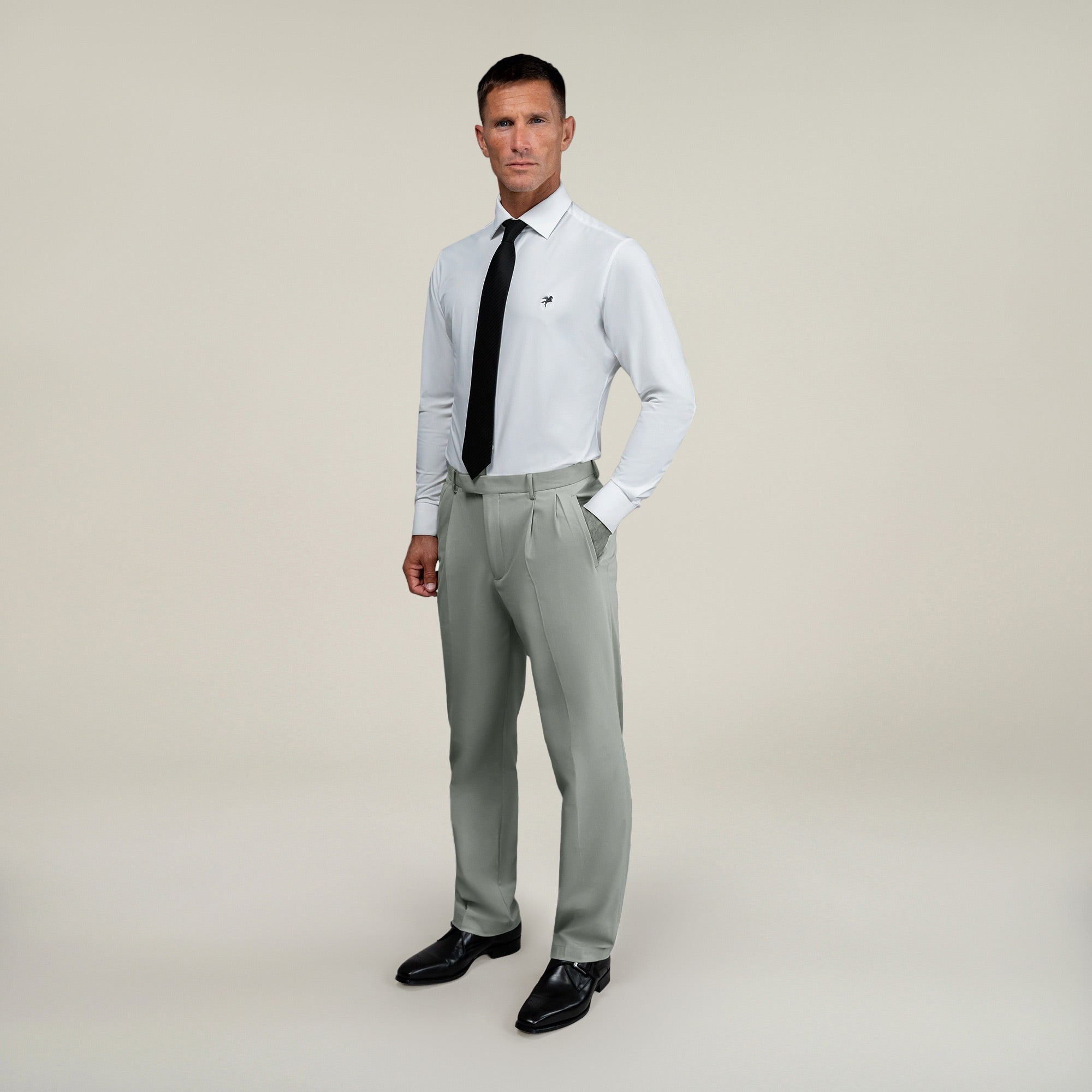 Bespoke custom athleisure technical men's suit model Tyler in Sterling