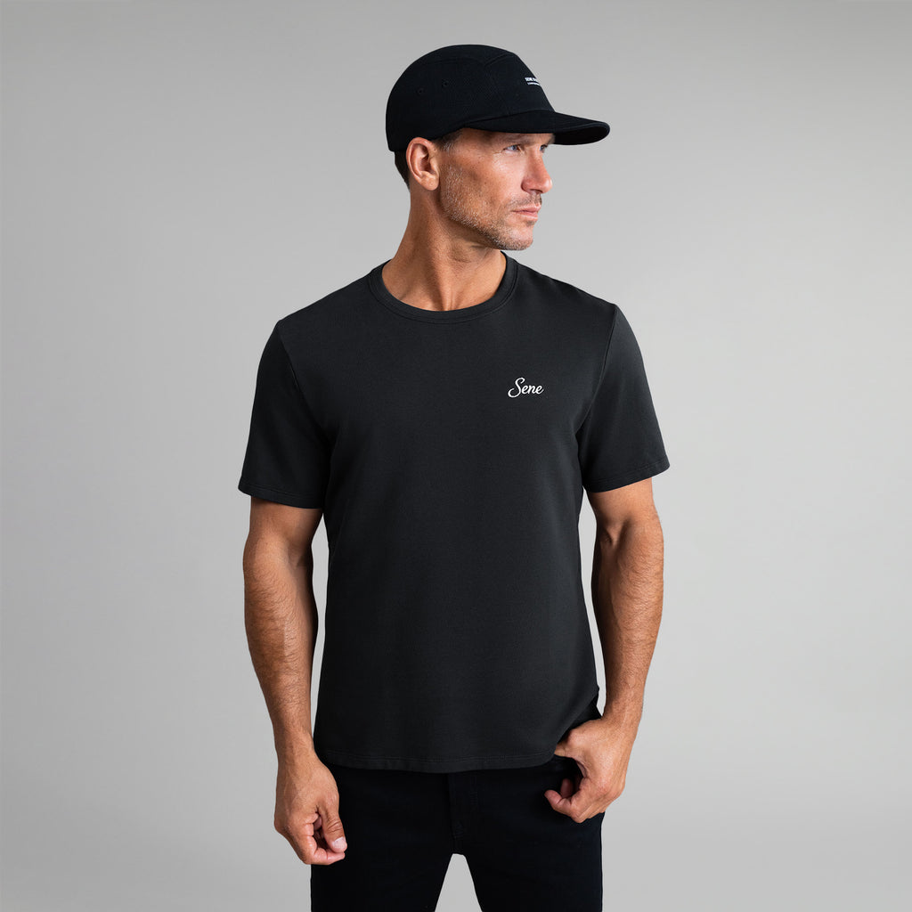 Tags:(6'0" - 180 lbs|Medium) custom t-shirt tee model Tyler in Black