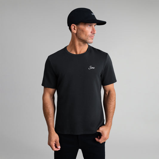 Tags:(6'0" - 180 lbs|Medium) custom t-shirt tee model Tyler in Black