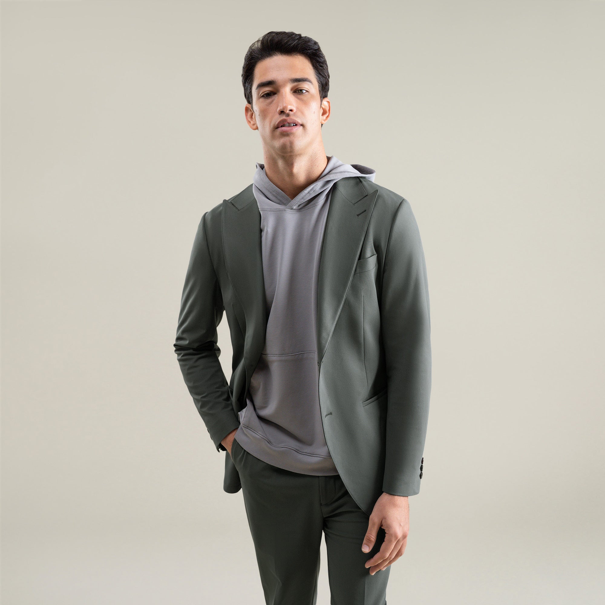 Tags:(6'1"|165) Custom Peak Lapel Tuxedo model Jessey in Pebble