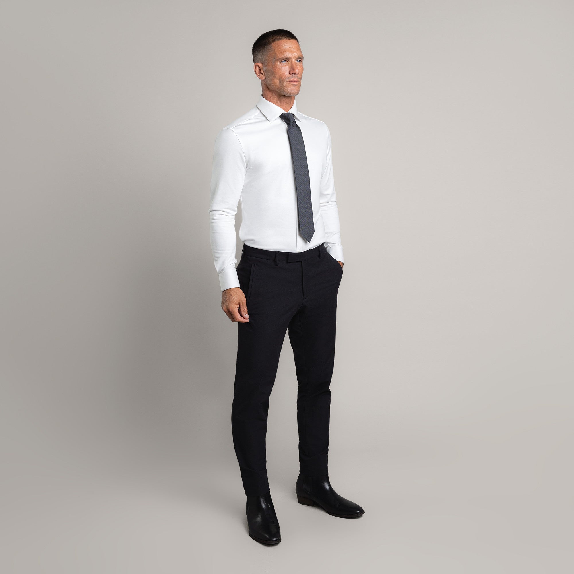 bespoke custom trousers pant chino performance technical model Tyler in Black