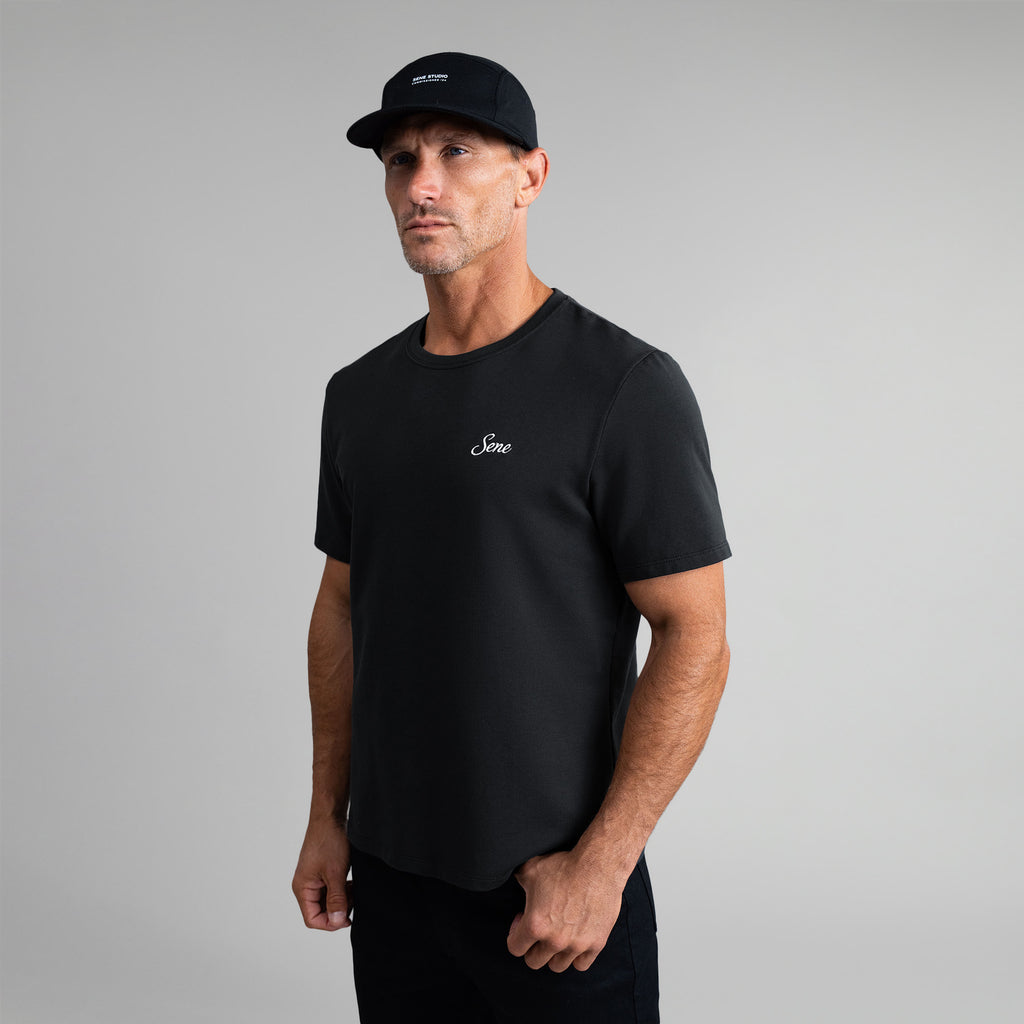 Tags:(6'0" - 180 lbs|Medium) custom t-shirt tee model Tyler in Black