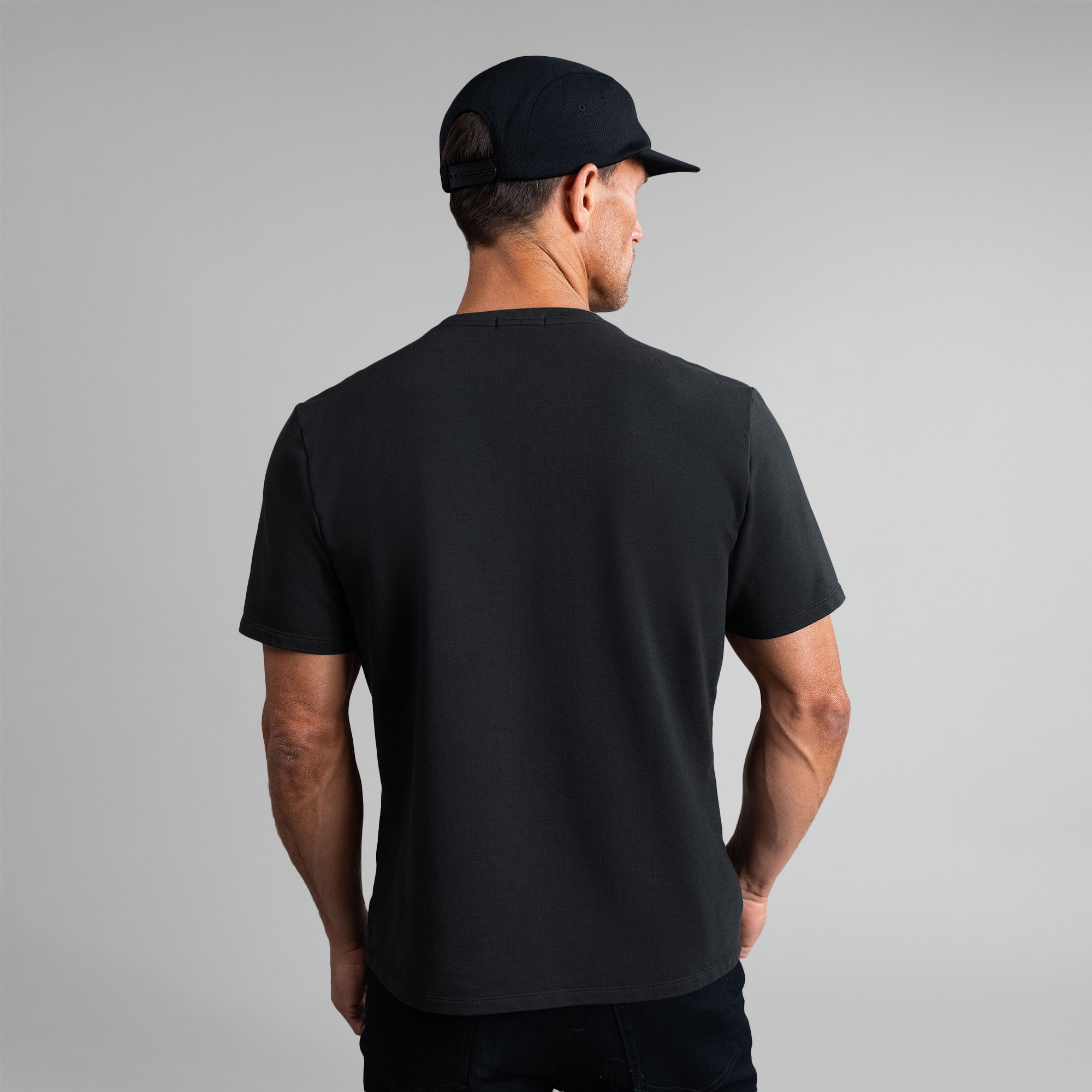 Tags:(6'0" - 180 lbs|Medium) custom t-shirt tee model Tyler in Black