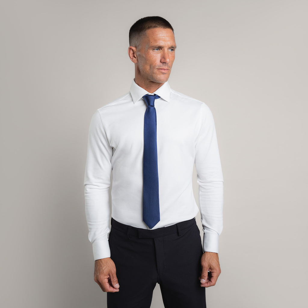 mens custom silk tie model Tyler in Navy