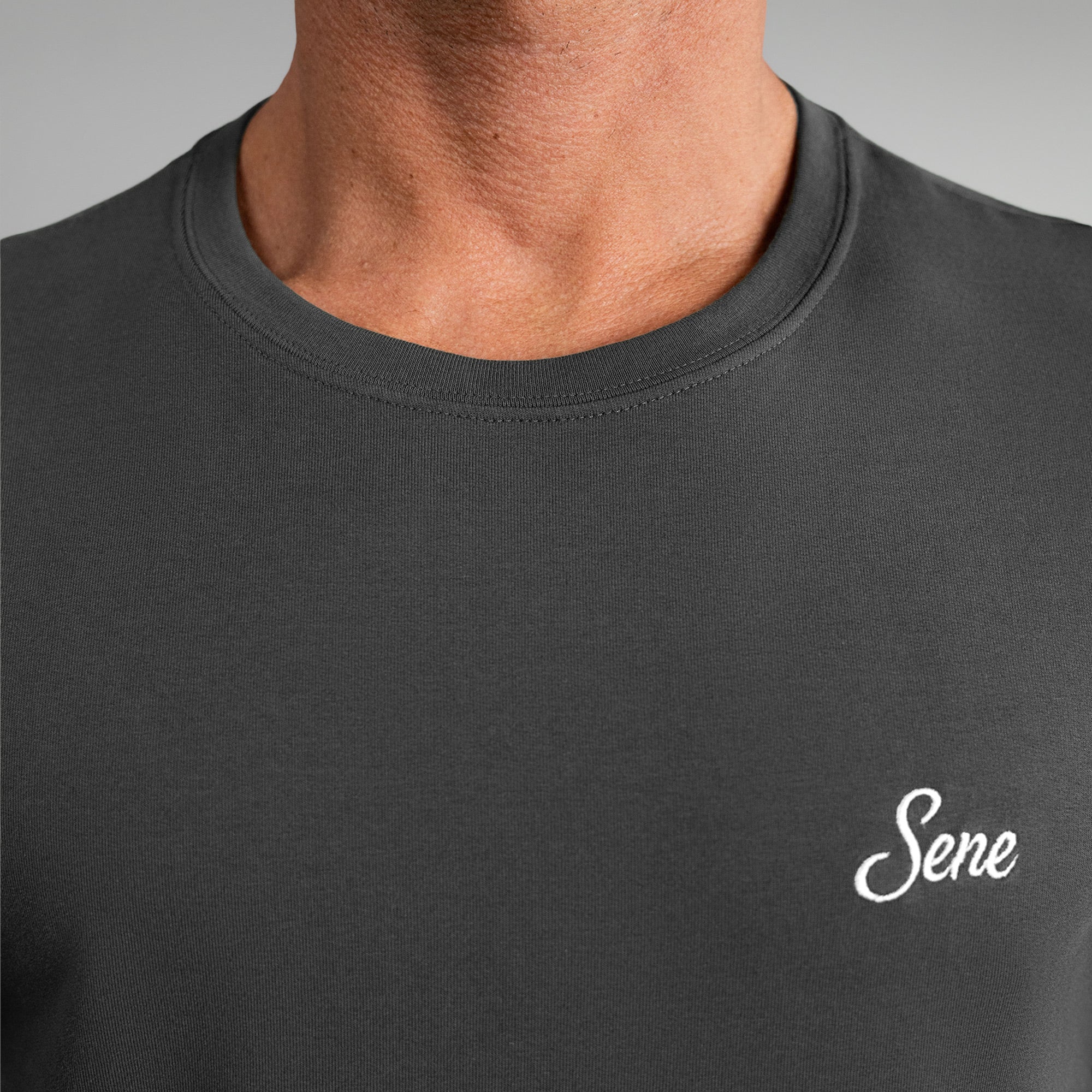 Tags:(6'0" - 180 lbs|Medium) custom t-shirt tee model Tyler in Smoke