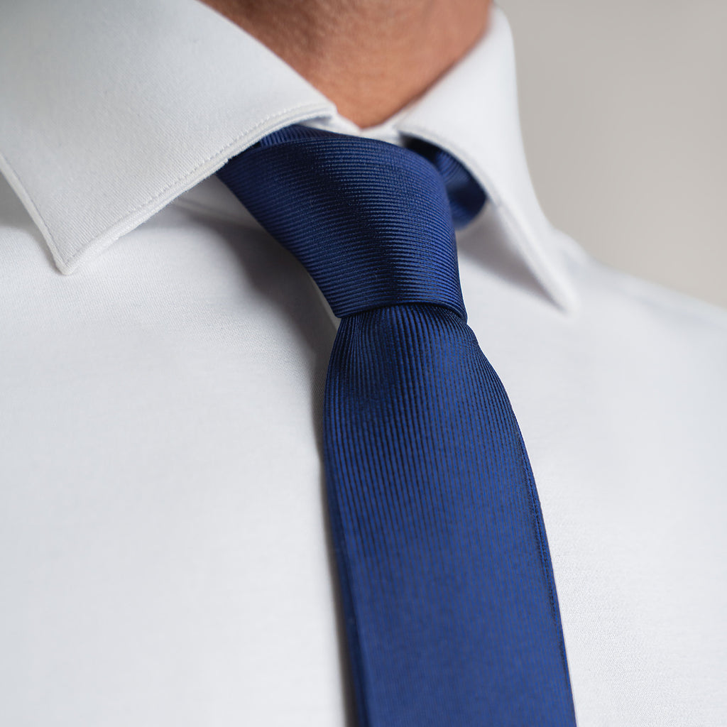 mens custom silk tie model Tyler in Navy