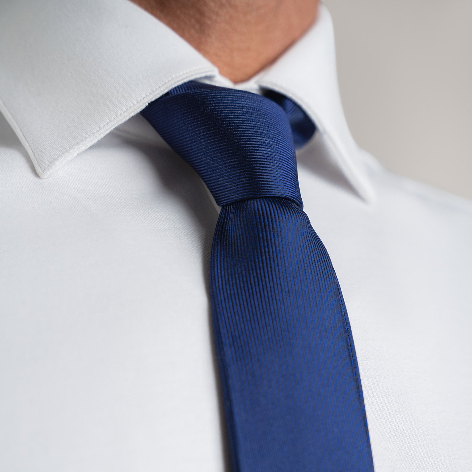 mens custom silk tie model Tyler in Navy