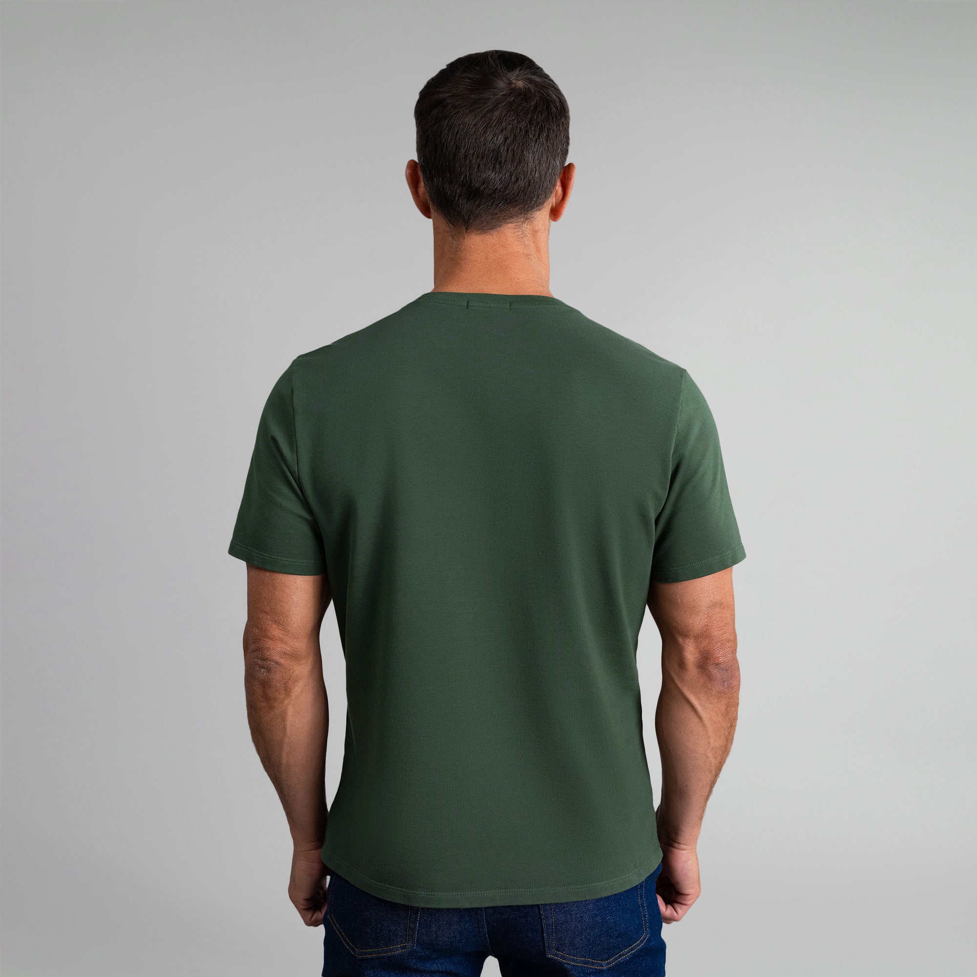Tags:(6'0" - 180 lbs|Medium) custom t-shirt tee model Tyler in Moss
