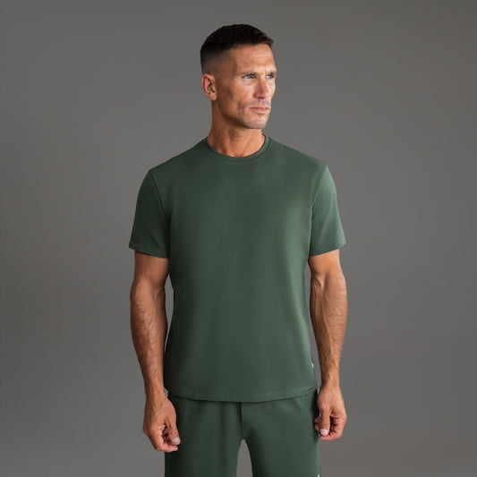 Tags:(6'0" - 180 lbs|Medium) custom t-shirt tee model Tyler in Moss