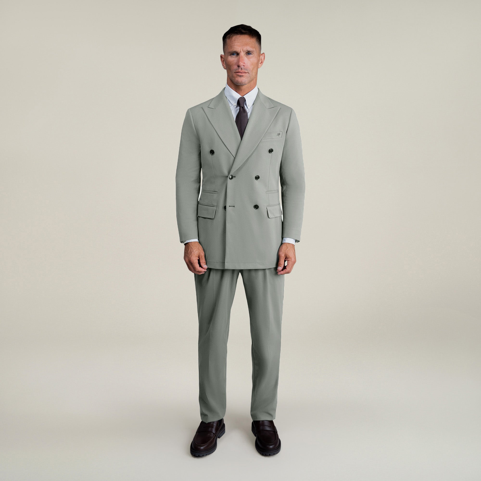 Bespoke custom athleisure technical men's suit model Tyler in Sterling