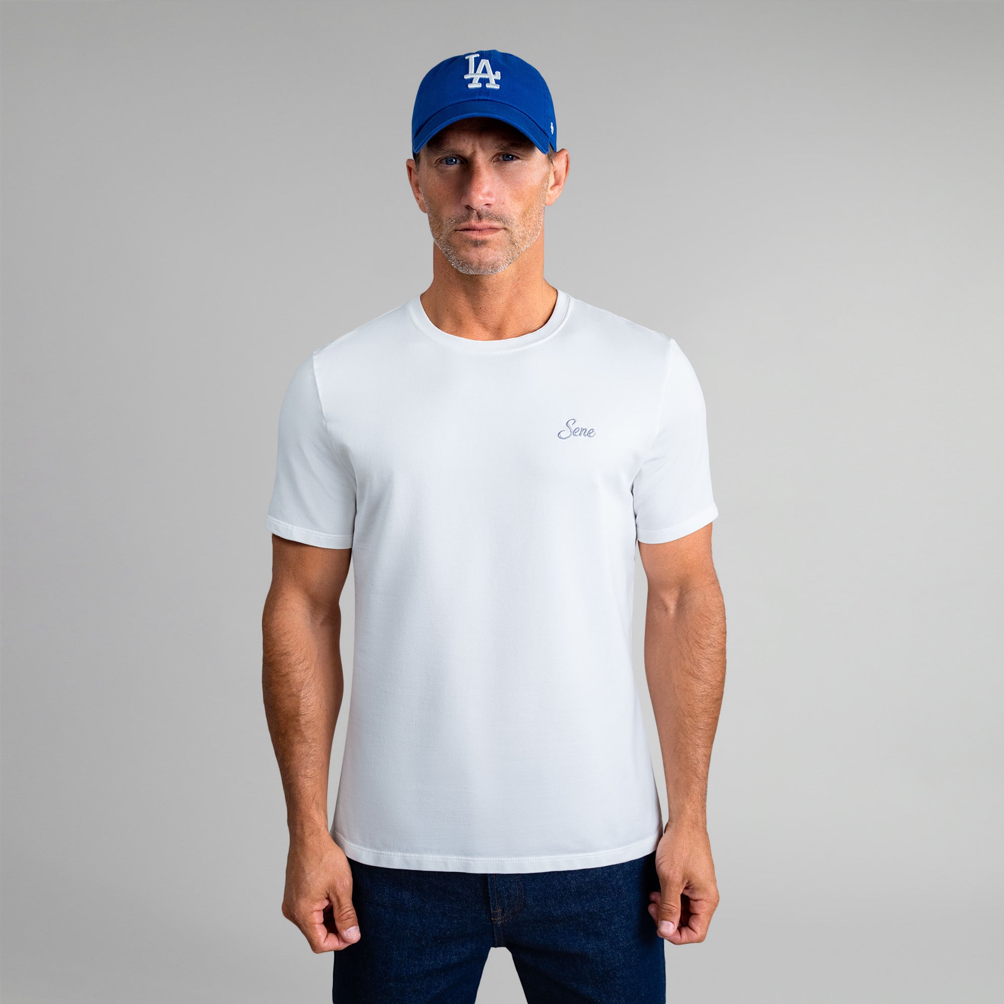 Tags:(6'0" - 180 lbs|Medium) custom t-shirt tee model Tyler in White