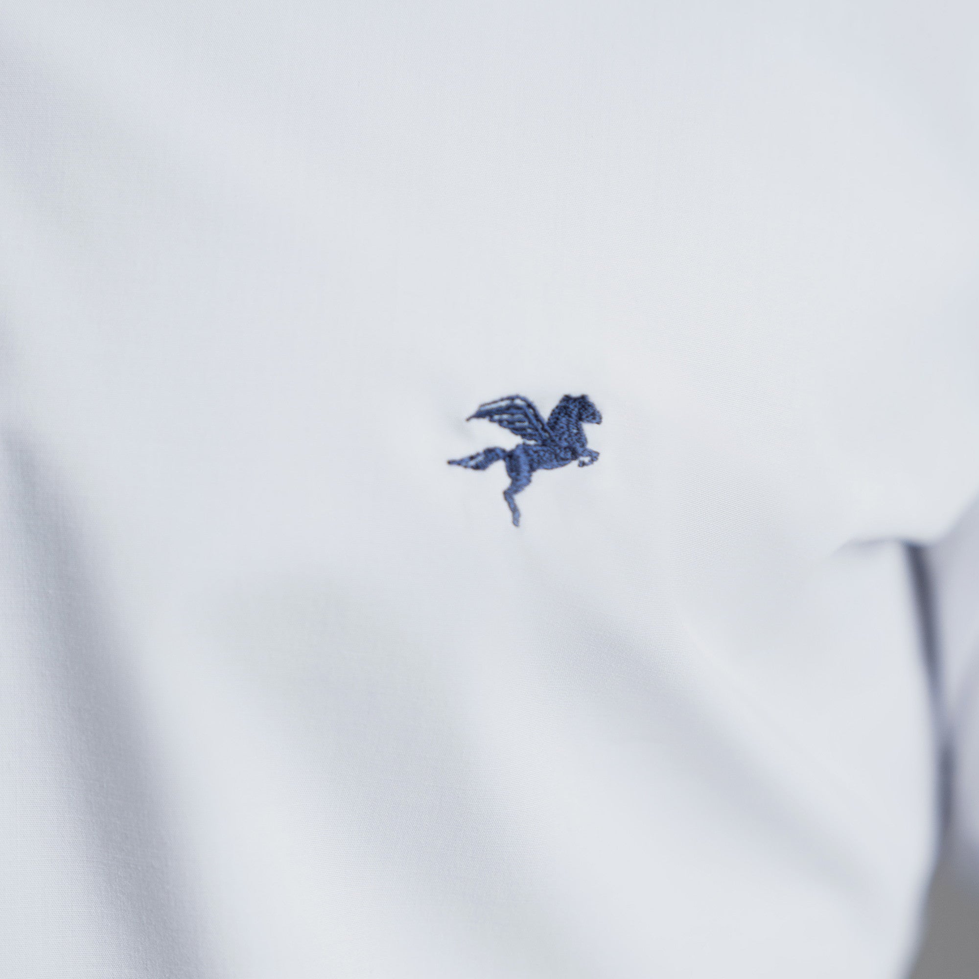 Custom Bespoke Tailored Dorsey Shirt model Tyler in White Emblem