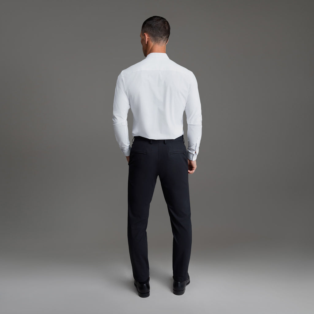 Custom Bespoke Tailored Dorsey Shirt model Tyler in White Emblem