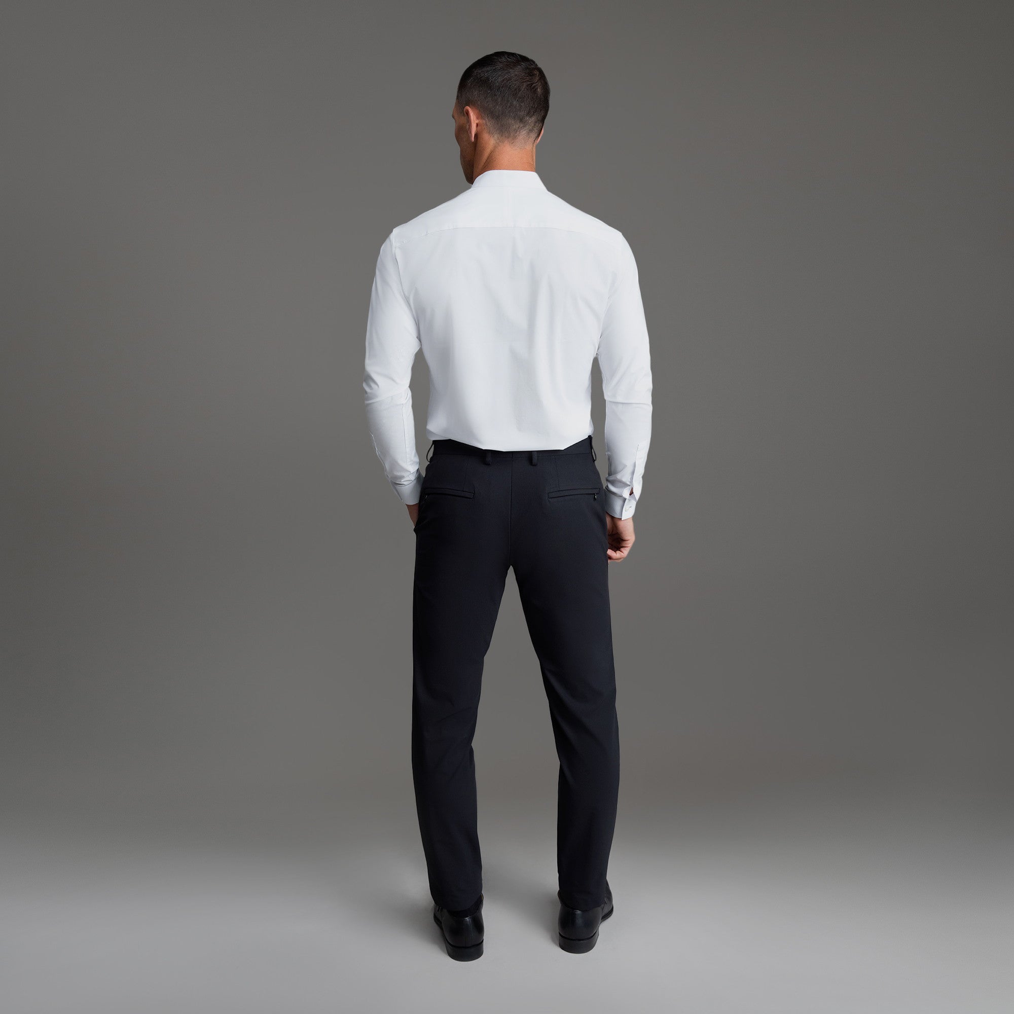 Custom Bespoke Tailored Dorsey Shirt model Tyler in White Emblem