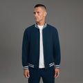 men's custom bomber jacket model Tyler in Varsity Nautical Blue