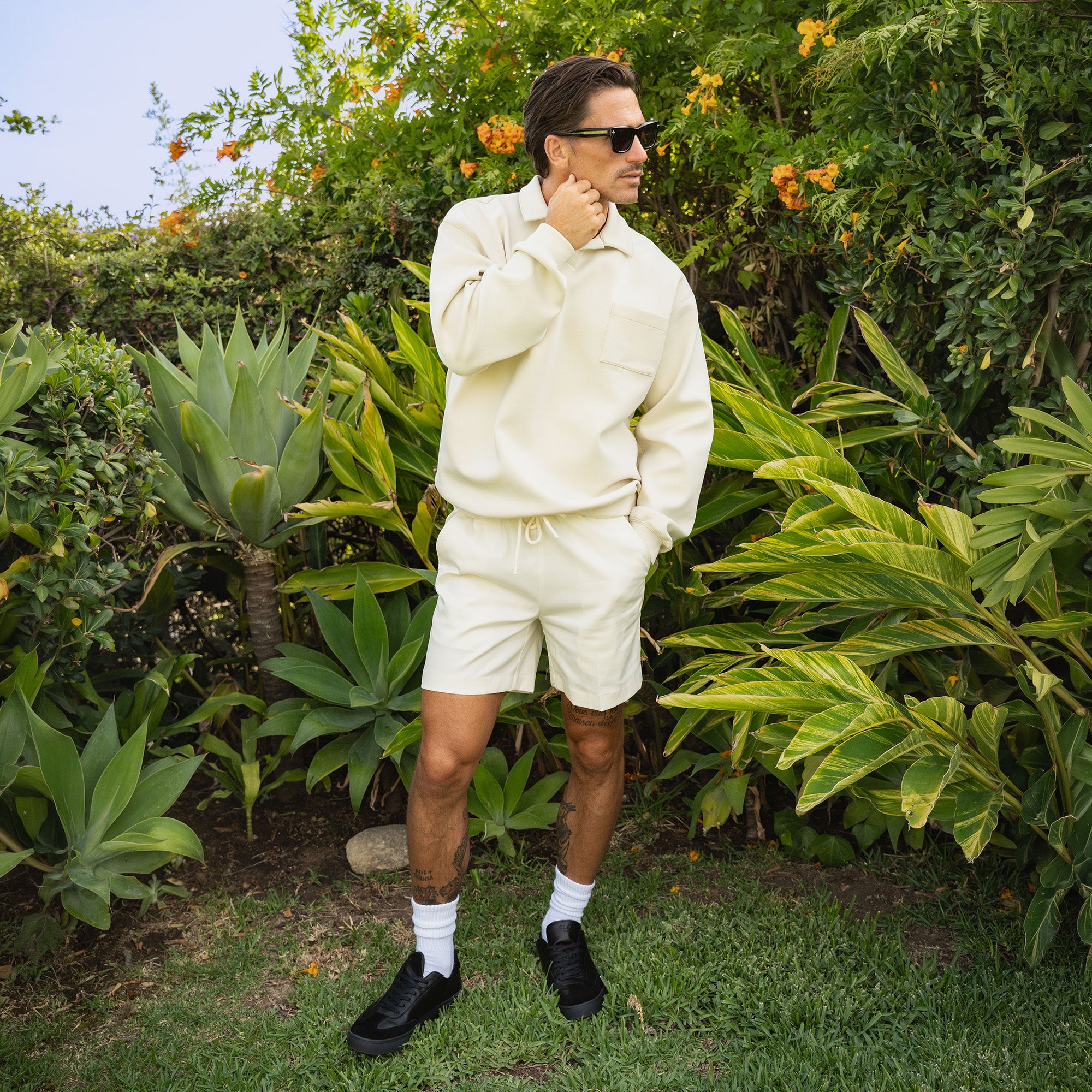 Evening Pullover model tyler in cream