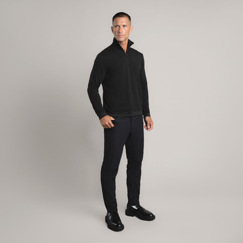 custom tech performance stretch pants model Tyler in Black