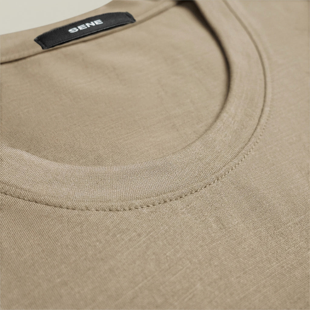 Merino Wool Crew Pocket T-Shirt in Dune
