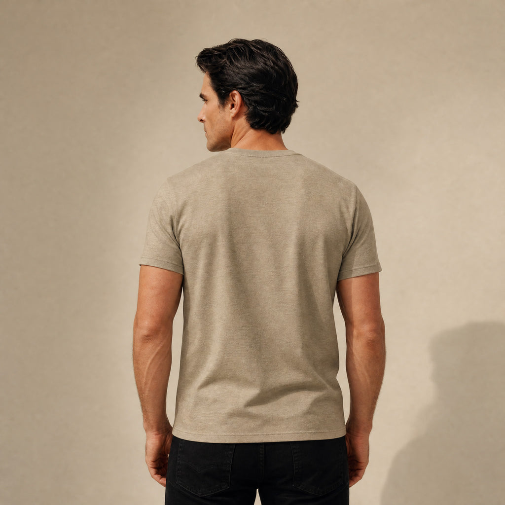 Merino Wool Crew Pocket T-Shirt in Dune