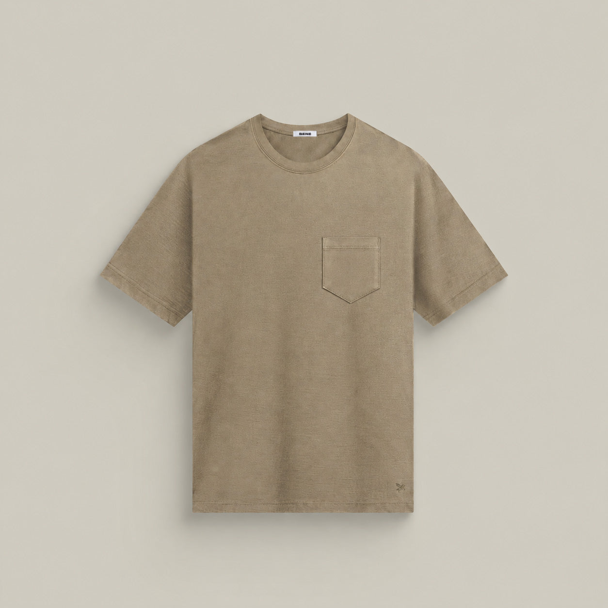 Merino Wool Crew Pocket T-Shirt in Dune