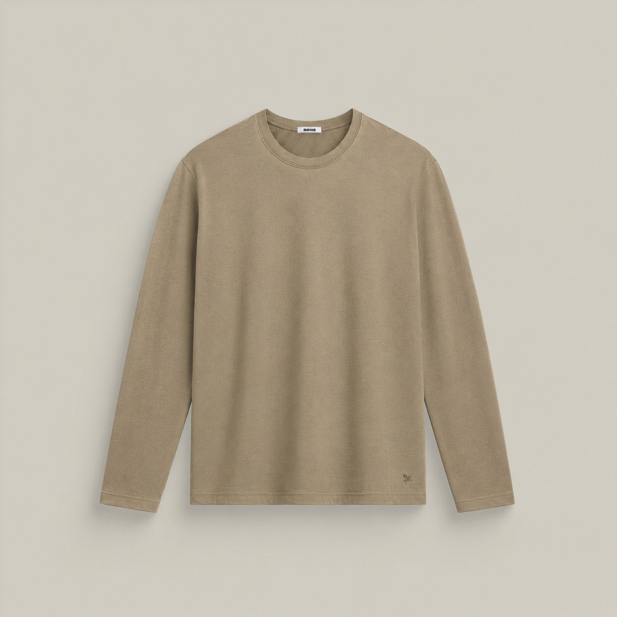 Merino Wool Long Sleeve T-Shirt model Matteo in Dune