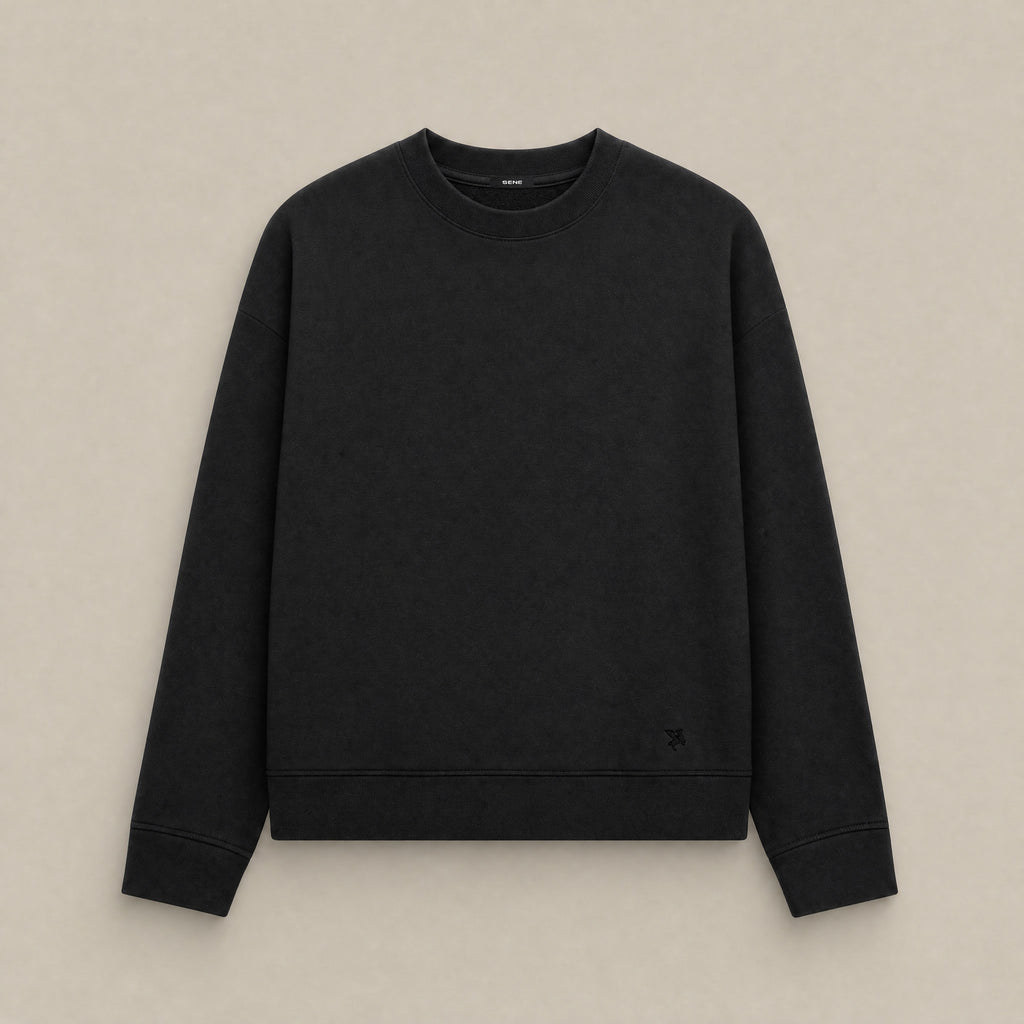 Terry Fleece Pullover model Matteo in Black