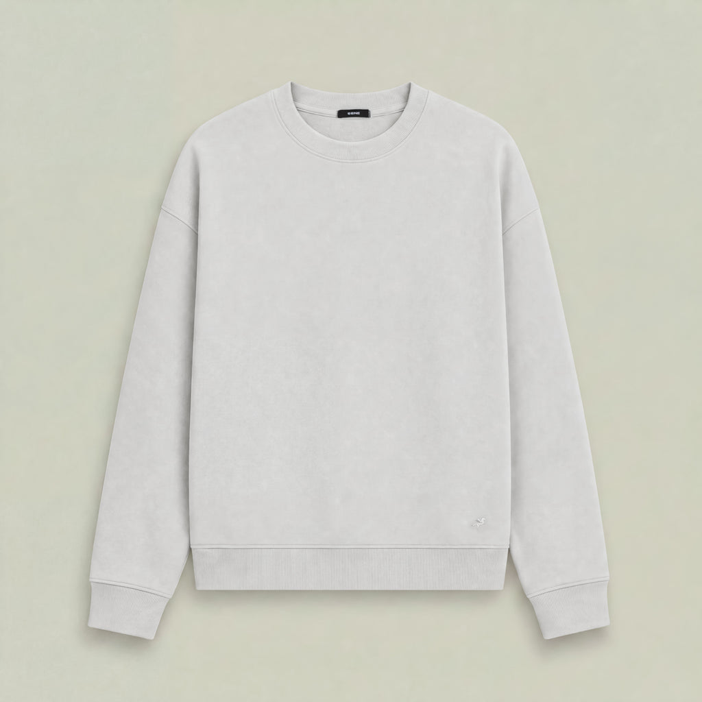 Terry Fleece Pullover model Matteo in Bone