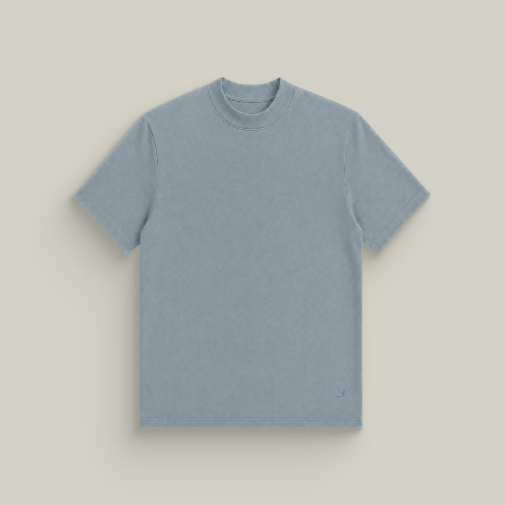 french terry blue gray t-shirt model matteo in vapor