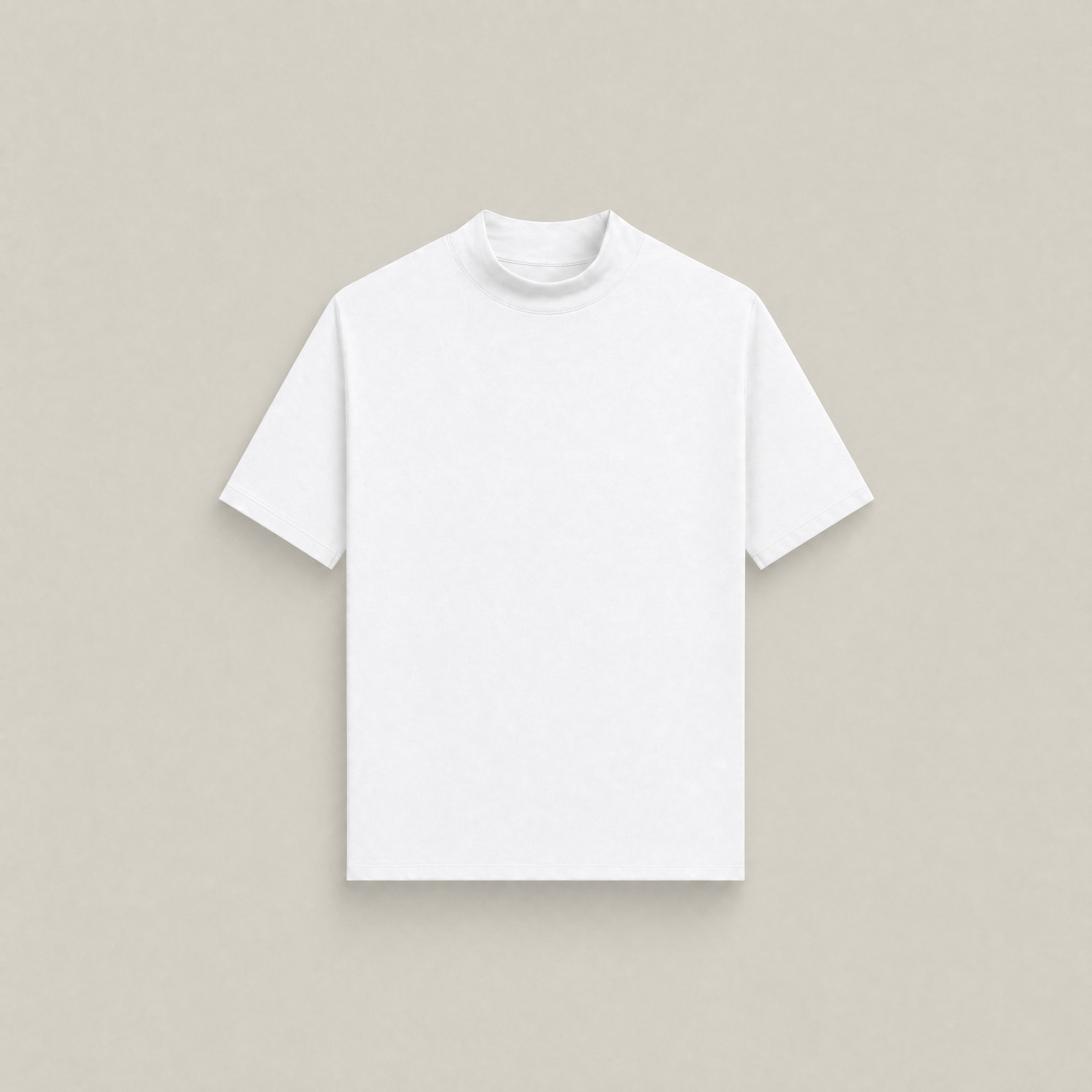 White short-sleeve shirt flatlay against a beige background model Kive in white