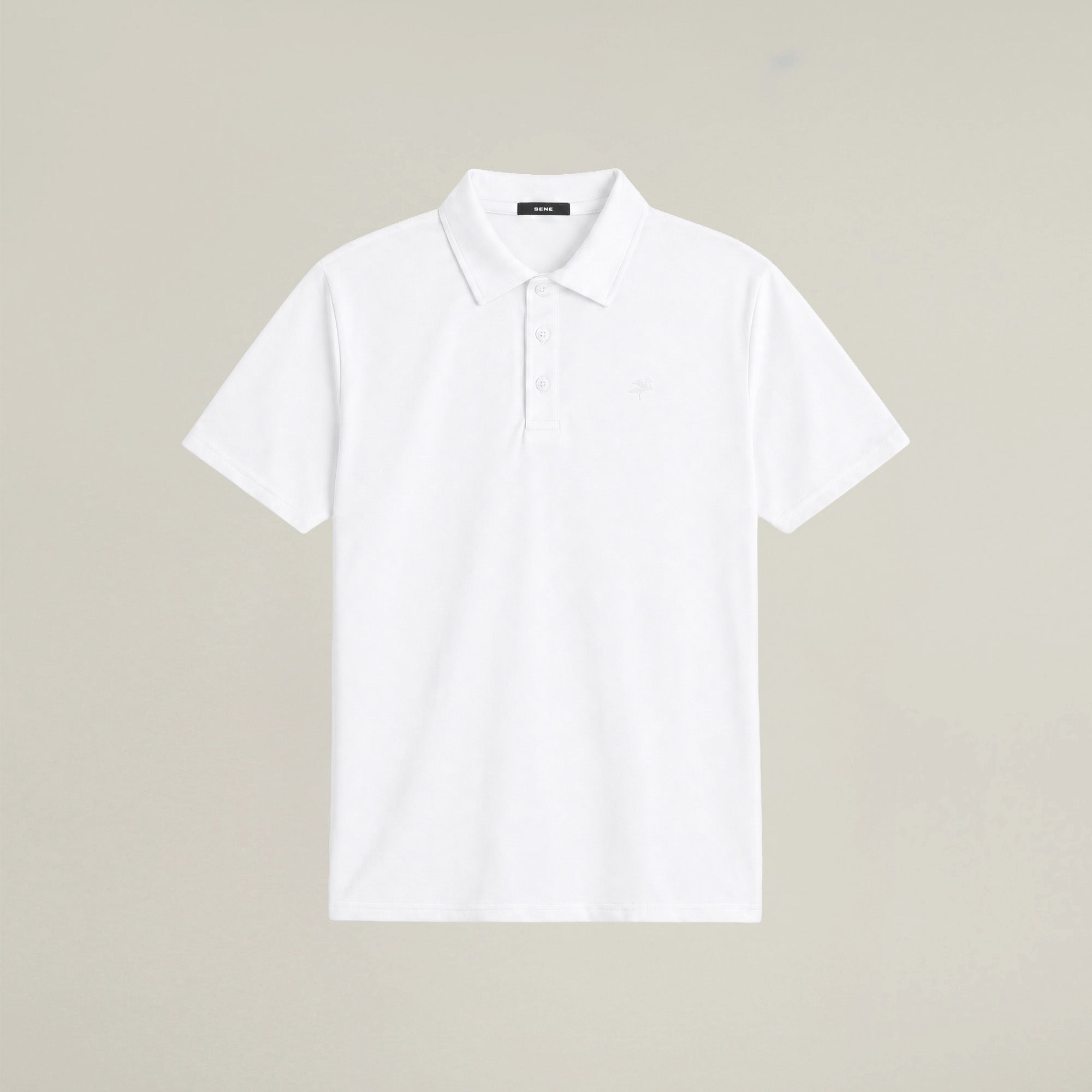 white bespoke polo custom-fit model chad in white