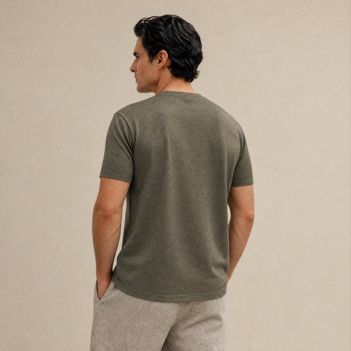 Merino Wool Crew Pocket T-Shirt in Flint