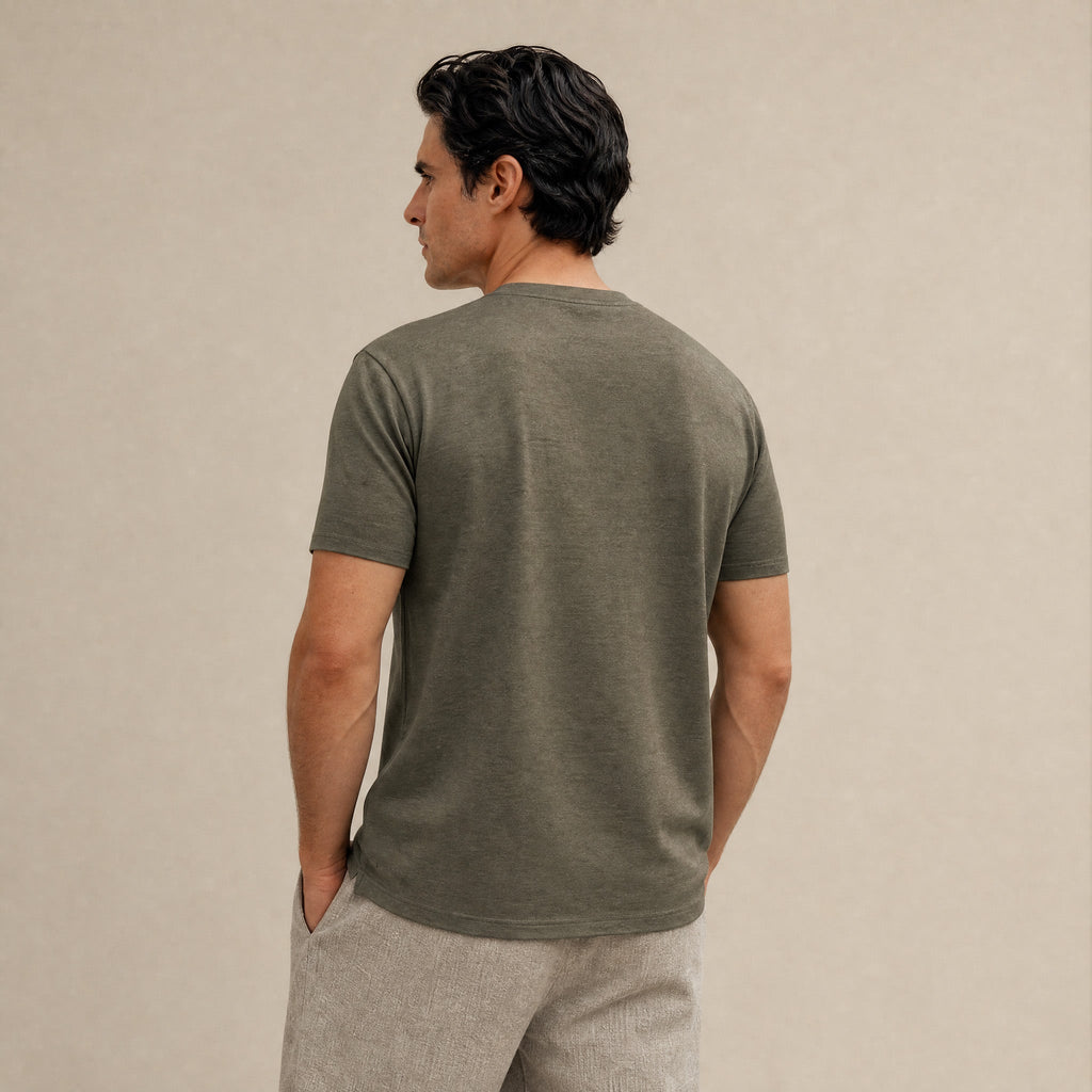 Merino Wool Crew Pocket T-Shirt in Flint
