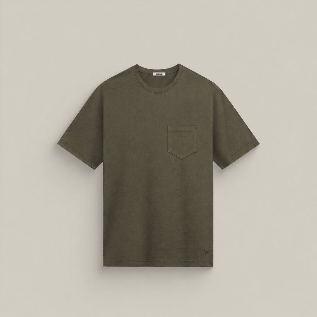 Merino Wool Crew Pocket T-Shirt in Flint