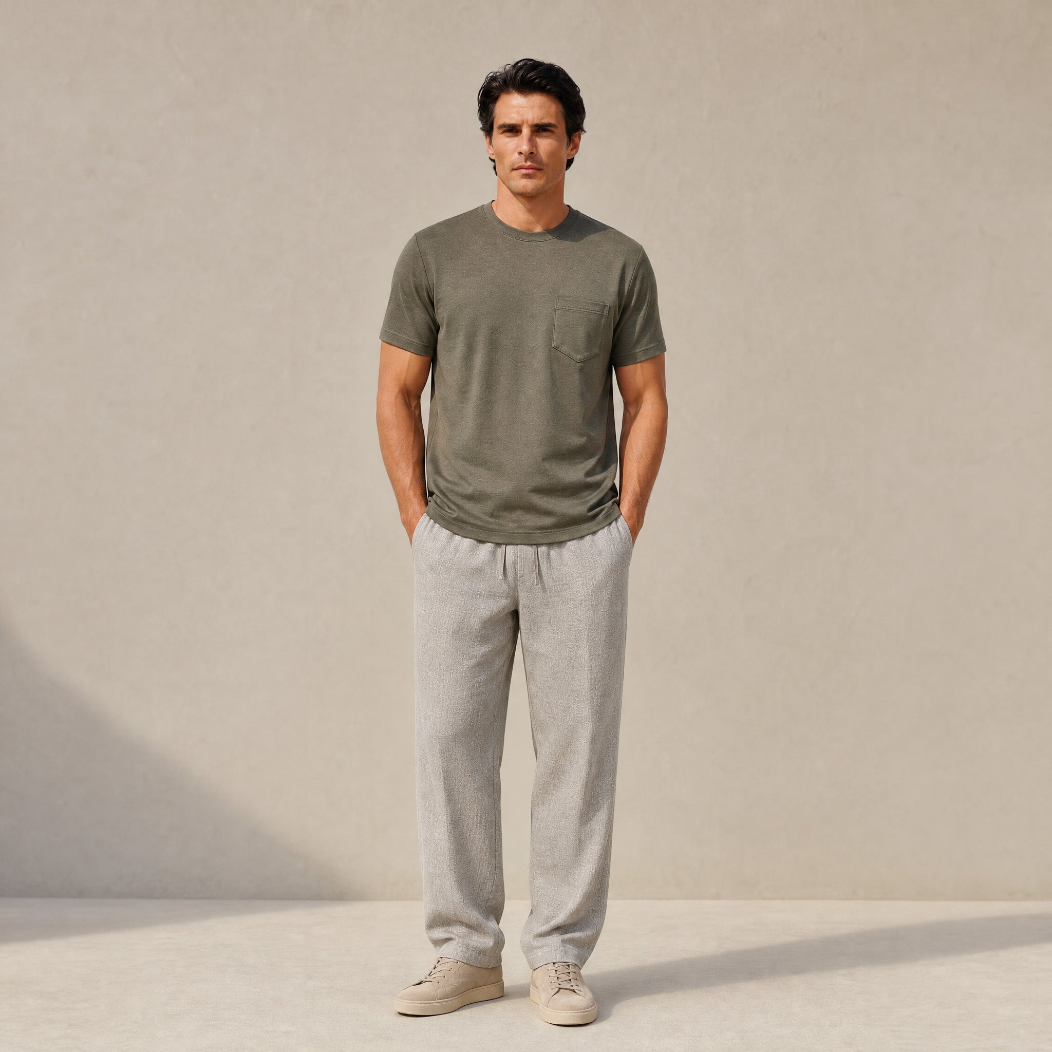 Merino Wool Crew Pocket T-Shirt in Flint